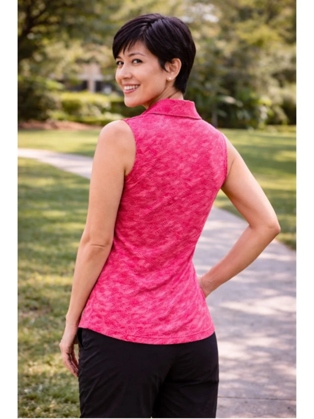 Greg Norman ML75 Womens Small Pink Sleeveless Golf Top 1/4 Zip Performance Polo - Picture 3 of 8